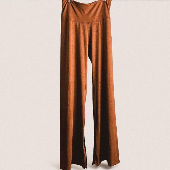 Free People Movement Split Hem Flare Leggings boho athleisure Brown Small - Picture 1 of 6